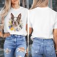 Floral Boston Terrier Women's T-Shirt, funny design