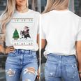Ugly Christmas Tree Lights Xmas Santa Riding Boston Terrier Women's T-Shirt, Boston Terrier Christmas Gifts, Boston Terrier Riding Gifts, funny design
