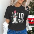 10 Years Old Birthday Boston Terrier Dog Lover 10th Party For Men Women Kids Women's T-Shirt, gift for family, gift for coworker