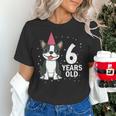 6 Years Old Birthday Boston Terrier Dog Lover 6th Party Kid Women's T-Shirt, gift for family, gift for coworker