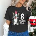 8 Years Old Birthday Boston Terrier Dog Lover 8th Party Kid Women's T-Shirt, gift for family, gift for coworker