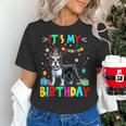 My Birthday Colorful Costume Boston Terrier Party Women's T-Shirt, gift for family, gift for coworker