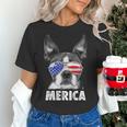 Boston Terrier 4th Of July Merica Men Women USA Flag Vintage Women's T-Shirt, Boston Terrier 4th Of July Shirts, gift for family, gift for coworker