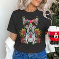 Boston Terrier Dia De Los Muertos Day Of The Dead Dog Skull For Men Women Kids Women's T-Shirt, gift for family, gift for coworker