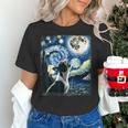 Boston Terrier Dog Art Van Gogh Starry Night Boston Terrier Women's T-Shirt, gift for family, gift for coworker