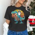 Boston Terrier Dog Riding Dinosaur T Rex Boys Women's T-Shirt, Boston Terrier Riding Shirts, gift for family, gift for coworker