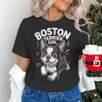 Boston Terrier Girl Cute Cartoon For Dog Owners Pet Terrier Women's T-Shirt, gift for family, gift for coworker