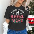 Boston Terrier Grandma Nana Dog Lover Christmas Women's T-Shirt, Boston Terrier Christmas Shirts, gift for family, gift for coworker