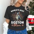 Boston Terrier Groovy World's Best Boston Mom Women's T-Shirt, Boston Terrier Mom Shirts, gift for family, gift for coworker