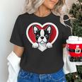 Boston Terrier Heart Cute Puppy Lover Or Dog Owner Women's T-Shirt, gift for family, gift for coworker