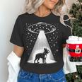 Boston Terrier Mom Dad Dog Alien UFO Women's T-Shirt, Boston Terrier Dad Shirts, Boston Terrier Mom Shirts, gift for family, gift for coworker