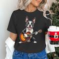 Boston Terrier Playing Guitar Boston Terrier Women's T-Shirt, gift for family, gift for coworker