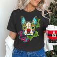 Boston Terrier In Red Day Of The Dead Sugar Skull Dog Women's T-Shirt, gift for family, gift for coworker