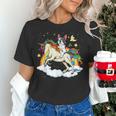 Boston Terrier Riding Unicorn Boys Girls Kids Rainbow Women's T-Shirt, Boston Terrier Riding Shirts, gift for family, gift for coworker