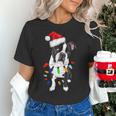 Boston Terrier Santa Christmas Lights Xmas Dog Lover Men Women Kids Women's T-Shirt, Boston Terrier Christmas Shirts, gift for family, gift for coworker