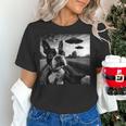 Boston Terrier Graphic Selfie With UFOs Weird Aliens Women's T-Shirt, gift for family, gift for coworker