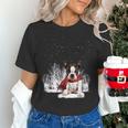 Boston Terrier In The Snow Merry Christmas Winter Women's T-Shirt, Boston Terrier Christmas Shirts, gift for family, gift for coworker