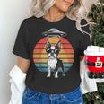 Boston Terrier UFO Alien Boston Terrier Dog Mom Dad Women's T-Shirt, Boston Terrier Dad Shirts, Boston Terrier Mom Shirts, gift for family, gift for coworker
