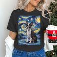 Boston Terrier Van Gogh Starry Night Women's T-Shirt, gift for family, gift for coworker