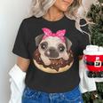 Cute Pug Shirt Donut Girls Dog Women's T-Shirt, gift for family, gift for coworker