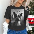 Dog Mom Dad Alien Selfie Boston Terrier UFO For Men Women Women's T-Shirt, Boston Terrier Dad Shirts, Boston Terrier Mom Shirts, gift for family, gift for coworker