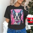 Dog Pink Boston Terrier Women's T-Shirt, gift for family, gift for coworker