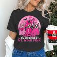 Ghost And Witch Boston Terrier Dog In October We Wear Pink Women's T-Shirt, Boston Terrier Ghost Shirts, gift for family, gift for coworker