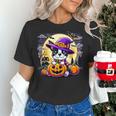 Halloween Boston Terrier Dog Breed With Jack O' Lantern Art Women's T-Shirt, Boston Terrier Halloween Shirts, gift for family, gift for coworker