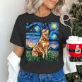 Red Heeler Starry Night Cattle Dog Colorful Art By Aja For Men Women Girls Kids Women's T-Shirt, gift for family, gift for coworker