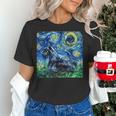 Scottish Terrier Starry Night Scotty Dog Art By Aja Women's T-Shirt, gift for family, gift for coworker