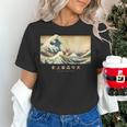 Surfing Boston Terrier Kanagawa Wave Japanese Dog For Men Women Kids Women's T-Shirt, gift for family, gift for coworker