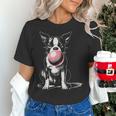 Vintage Boston Terrier Blowing Bubble Gum American Gentleman Women's T-Shirt, American Boston Terrier Shirts, gift for family, gift for coworker