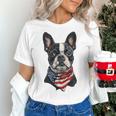 Boston Terrier American Flag Women's T-Shirt, American Boston Terrier Shirts, gift for family, gift for coworker