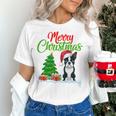 Boston Terrier Christmas Tree Lights Xmas Dog Lover Women's T-Shirt, Boston Terrier Christmas Shirts, gift for family, gift for coworker