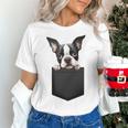 Boston Terrier Dog Puppy Dog In Pocket Cute Pet Lover Women's T-Shirt, gift for family, gift for coworker