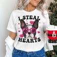 Boston Terrier Heart Glasses Girls Bostie Valentines Day Women's T-Shirt, gift for family, gift for coworker