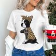 Boston Terrier Lover I Love Mom Tattoo Leopard Women's T-Shirt, Boston Terrier Mom Shirts, gift for family, gift for coworker