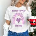 Boston Terrier Mama Cute Rainbow Paw Heart Shape Women's T-Shirt, gift for family, gift for coworker