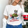 Boston Terrier Merry Christmas Tree Lights Dog X-Mas Dogs Women's T-Shirt, Boston Terrier Christmas Shirts, gift for family, gift for coworker