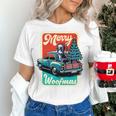 Boston Terrier Merry Christmas Tree Truck Santa Dog X-Mas Women's T-Shirt, Boston Terrier Christmas Shirts, gift for family, gift for coworker