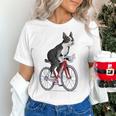 Boston Terrier Riding Bicycle Cute Bostie Biker Raglan Baseball Tee Women's T-Shirt, Boston Terrier Riding Shirts, gift for family, gift for coworker