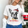 Boston Terrier Santa Claus Hat Merry Christmas Dog X-Mas Women's T-Shirt, Boston Terrier Christmas Shirts, gift for family, gift for coworker