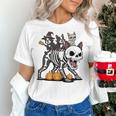Boston Terrier Skeleton Mummy Witch Halloween Women's T-Shirt, Boston Terrier Halloween Shirts, gift for family, gift for coworker
