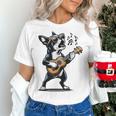 Dog Playing Guitar Singing Boston Terrier For Men Women Girls Kids Women's T-Shirt, gift for family, gift for coworker