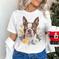 Floral Boston Terrier Women's T-Shirt, gift for family, gift for coworker