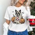 Halloween Boston Terrier Ghost Women's T-Shirt, Boston Terrier Halloween Shirts, Boston Terrier Ghost Shirts, gift for family, gift for coworker