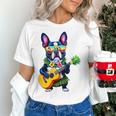 Hawaiian Boston Terrier & Pineapple Ukulele Summer Vacation Women's T-Shirt, gift for family, gift for coworker