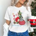 Santa Ugly Christmas Tree Lights Boston Terrier Dog Lover Women's T-Shirt, Boston Terrier Christmas Shirts, gift for family, gift for coworker