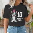 10 Years Old Birthday Boston Terrier Dog Lover 10th Party For Men Women Kids Women's T-Shirt, funny gift