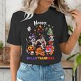 Boston Terrier Dog Christmas Happy Hallothankmas Halloween For Men Women Kids Women's T-Shirt, Boston Terrier Halloween Shirts, Boston Terrier Christmas Shirts, funny gift